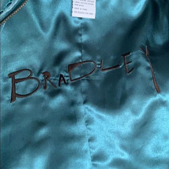 Vintage Suede 80’s Boxy Oversized Turquoise Bradley Leather Zip Up Jacket Sz S - Picture 4 of 10